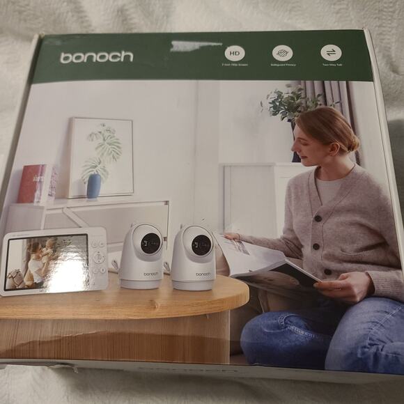 bonoch MegaView Baby Monitor w/ 2 Cameras, 7” 720P Split Screen – Open Box New - Picture 1 of 8